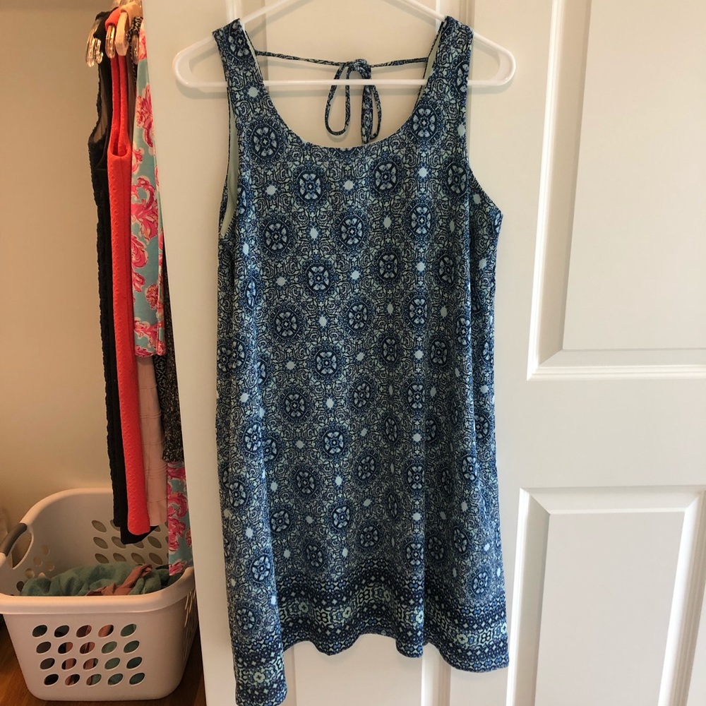 Bobeau blue and green pattern dress, size small
